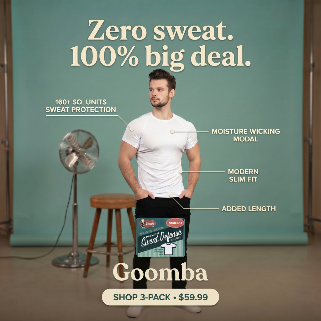 Men's Premium Sweatproof T-Shirt w/Sweat Pad- Crew Neck - Slim Fit - Kind of a Big Deal Series - 3-Pack