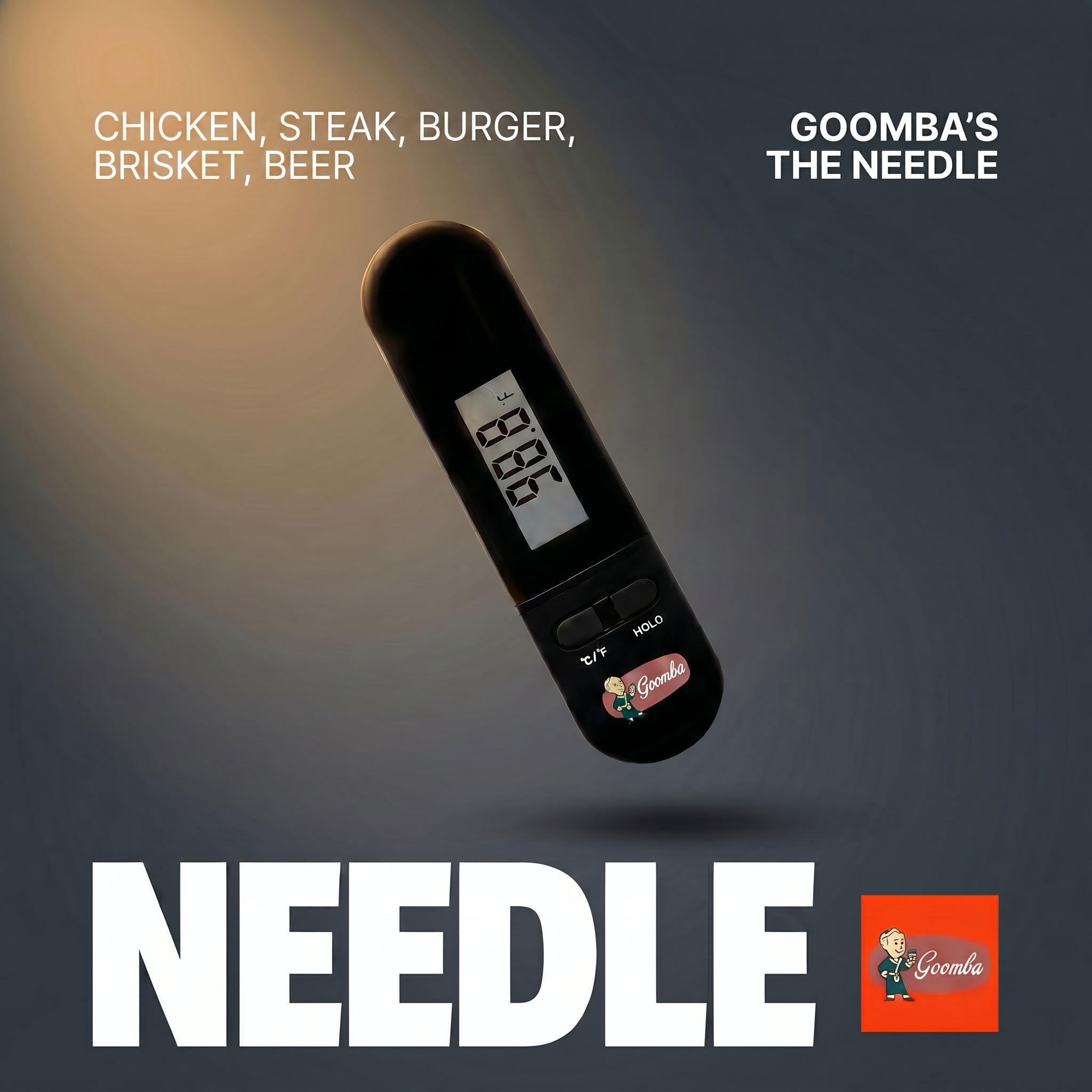 Goomba "The Needle" Premium Digital Meat Thermometer with Probe Motion Sensor | 1 Year Warranty | Easy to Use Food Thermometer