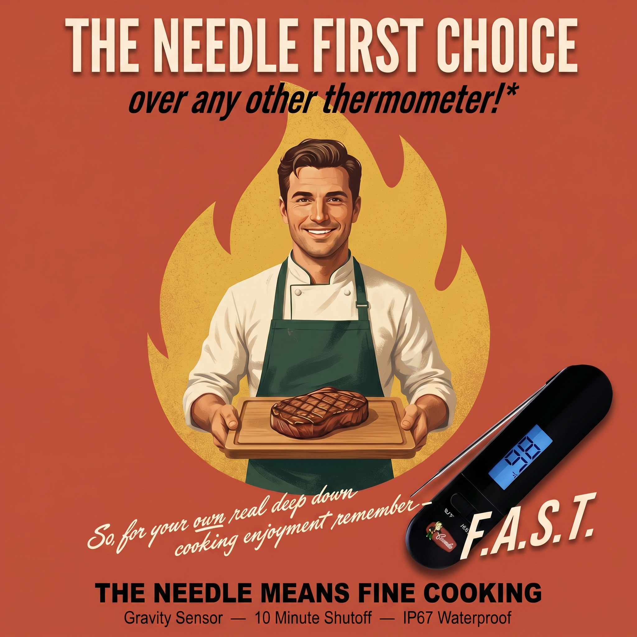 Goomba "The Needle" Premium Digital Meat Thermometer with Probe Motion Sensor | 1 Year Warranty | Easy to Use Food Thermometer