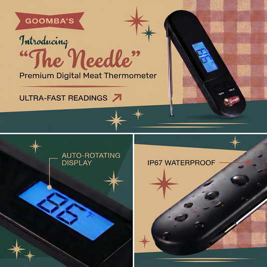 Digital Meat Thermometer with Smart Probe — Goomba's The Needle Instant Read, Motion Sensor, 1-Year Warranty