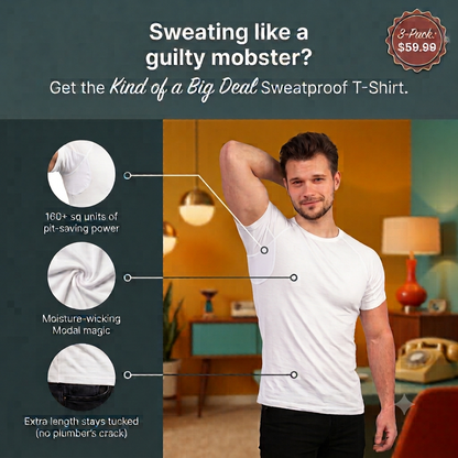 3-Pack Men's Premium Sweatproof T-Shirt - Crew Neck - True Slim Fit - Kind of a Big Deal Series