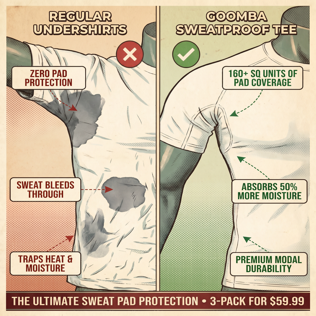 Men's Premium Sweatproof T-Shirt w/Sweat Pad- Crew Neck - Slim Fit - Kind of a Big Deal Series - 3-Pack
