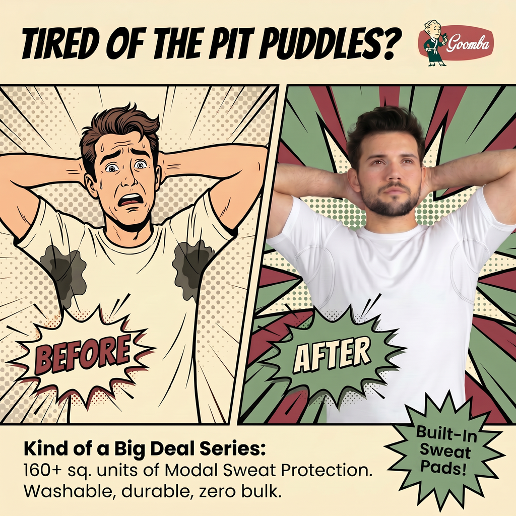 Men's Premium Sweatproof T-Shirt w/Sweat Pad- Crew Neck - Slim Fit - Kind of a Big Deal Series - 3-Pack